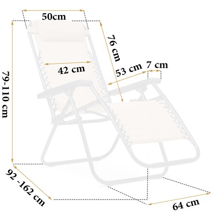 Leżak ogrodowy plażowy składany beżowy Sofotel ChillWell