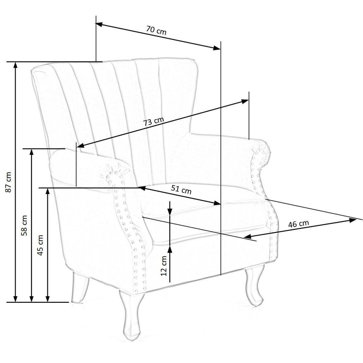FOTEL TAPICEROWANY Vader granatowy DREWNIANE NOGI klasyczny