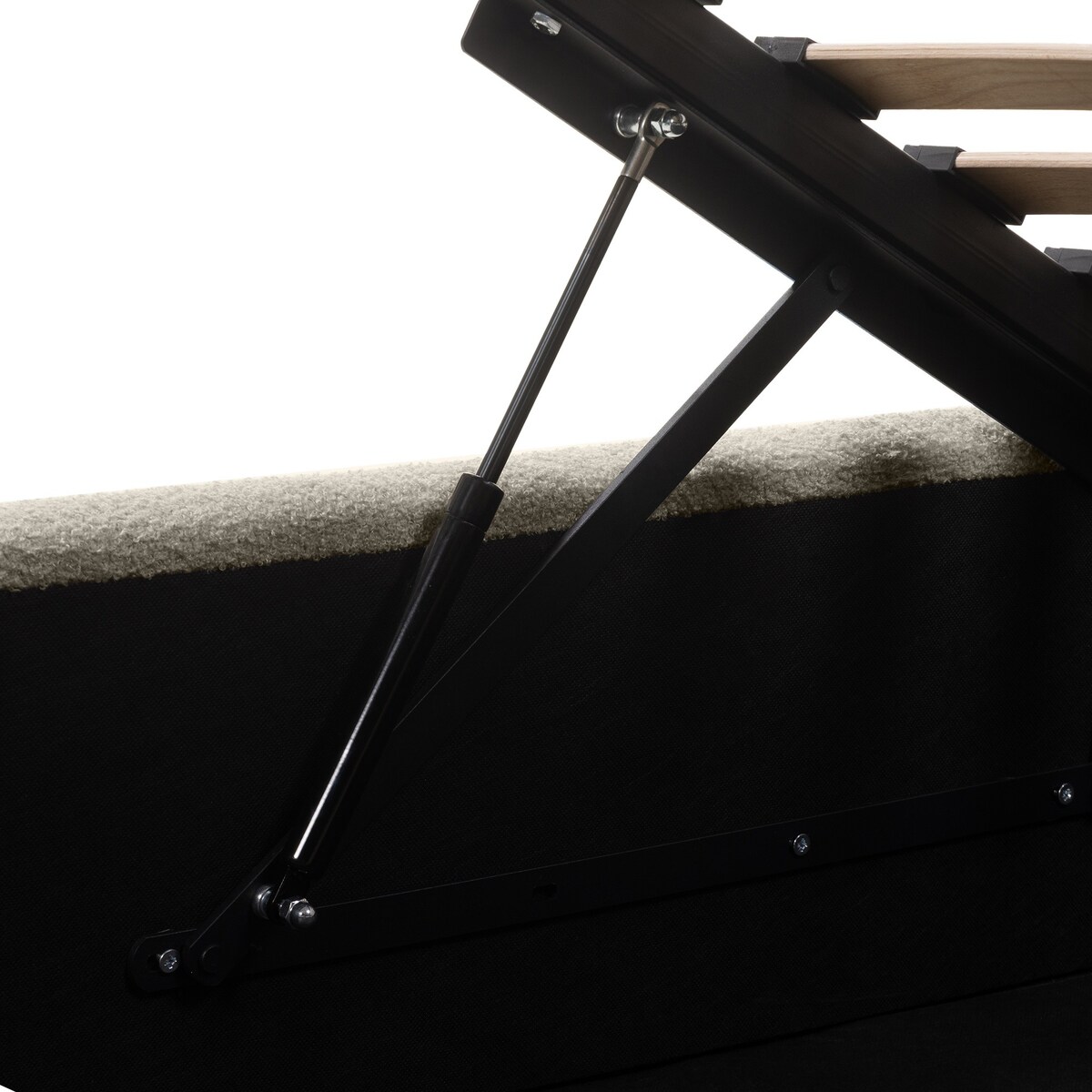 Łóżko 160x200 cm ze stelażem i pojemnikiem bouclé beżowe