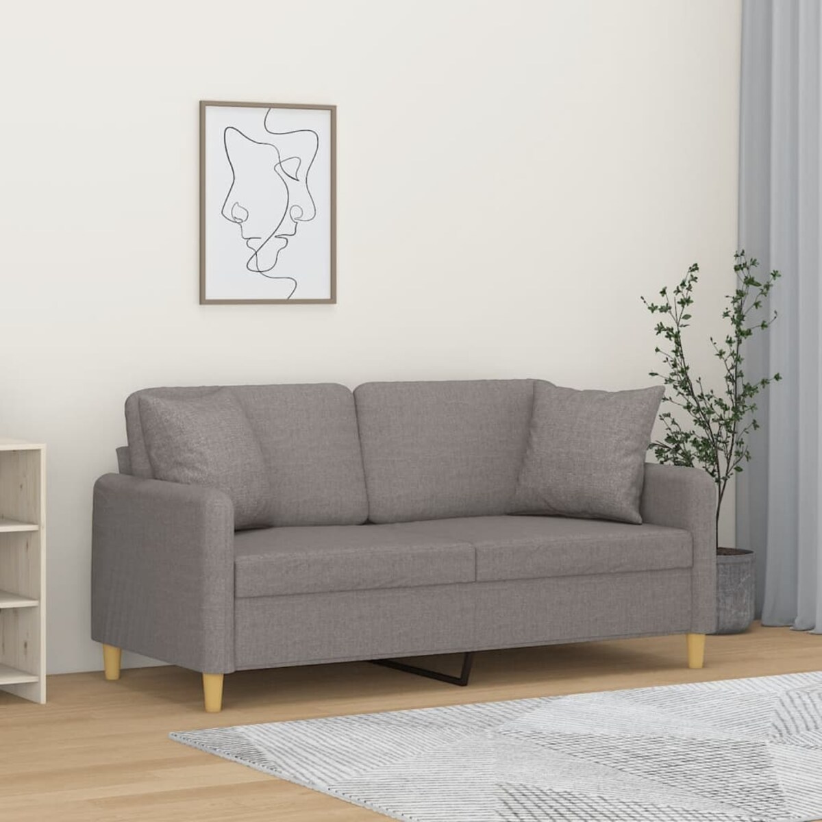 vidaXL 2-osobowa sofa z poduszkami, taupe, 140 cm, tkanina