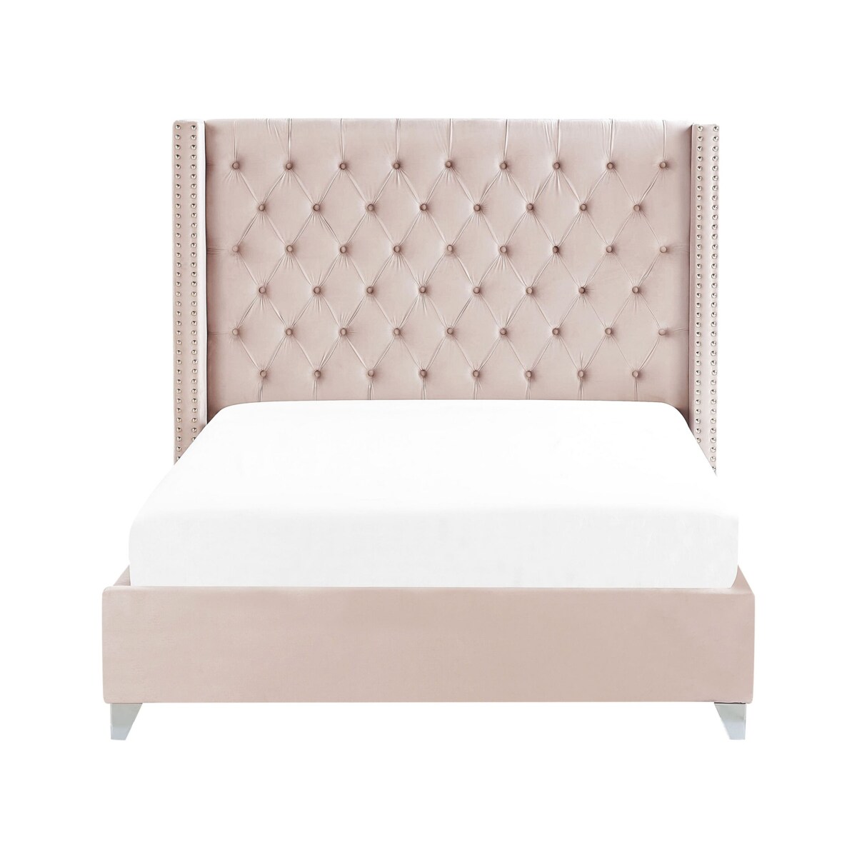 Łóżko welurowe 160 x 200 cm różowe LUBBON