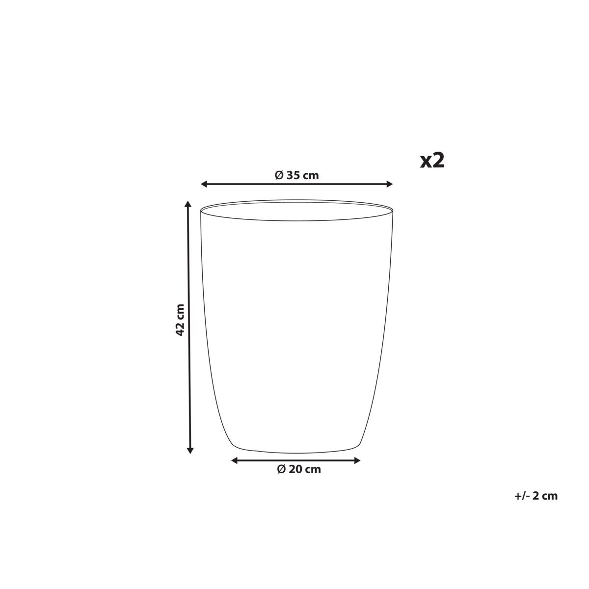 Zestaw 2 doniczek okrągły 35 x 35 x 42 cm szary CROTON
