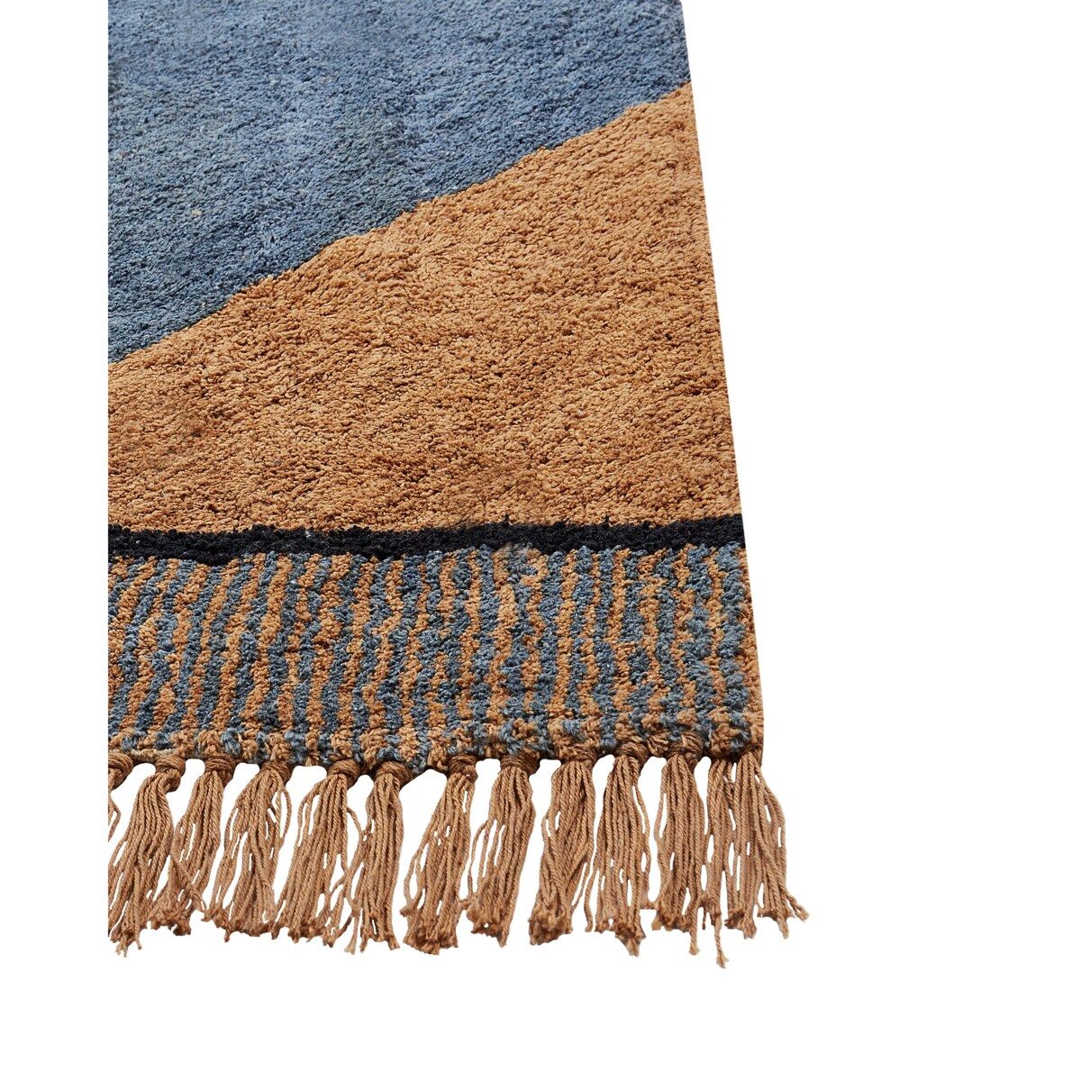 Dywan bawełniany w paski 140 x 200 cm niebiesko-brązowy XULUF