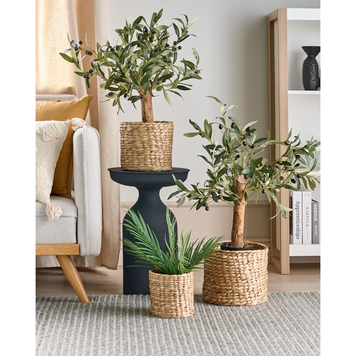 Zestaw 3 koszy na kwiaty z hiacyntu wodnego jasny RONQUIL