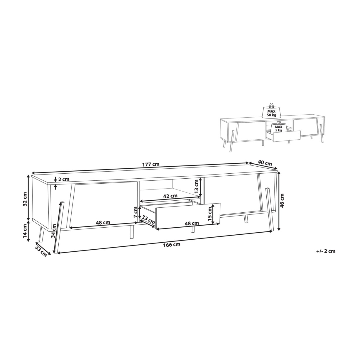 Szafka RTV jasne drewno z czarnym BLACKPOOL