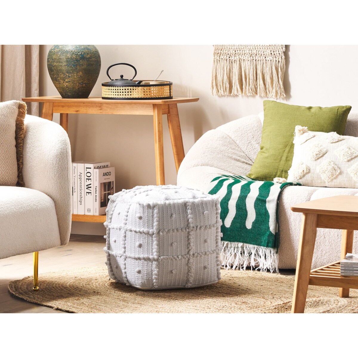 Puf bawełniany 40 x 40 x 40 cm biały HARNAI