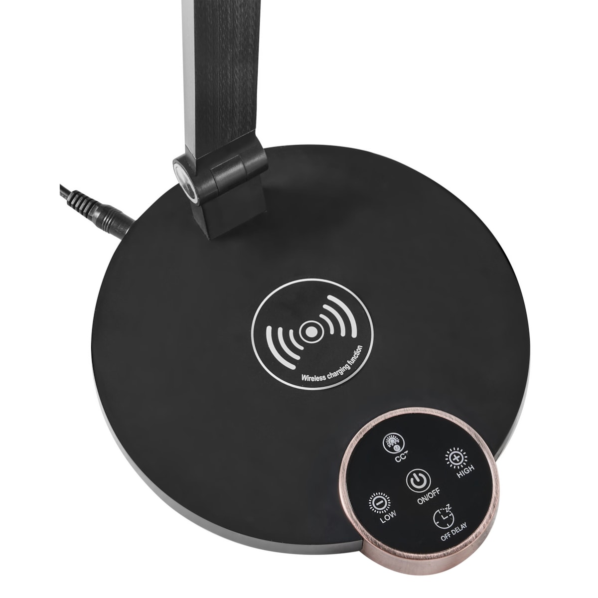 Lampa biurkowa LED CAROY Z ładowarką indukcyjną Czarny