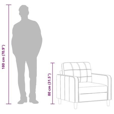 vidaXL Fotel, jasnoszary, 60 cm, obity tkaniną