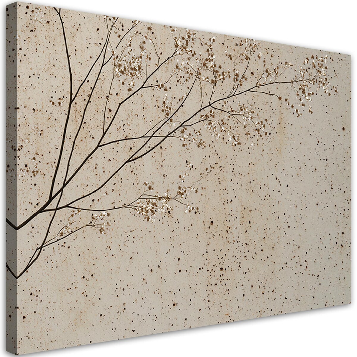 Obraz na płótnie canvas do salonu sypialni jadalni Gałązki z kwiatami w stylu boho beżowy 60x40