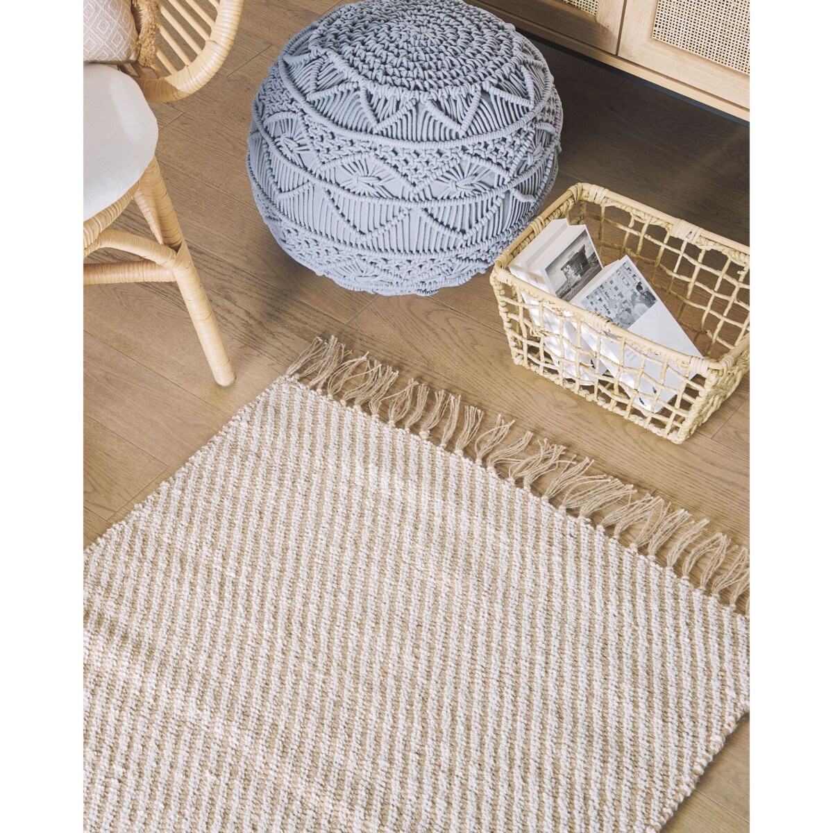 Dywan z juty 80 x 150 cm beżowy ALADAG