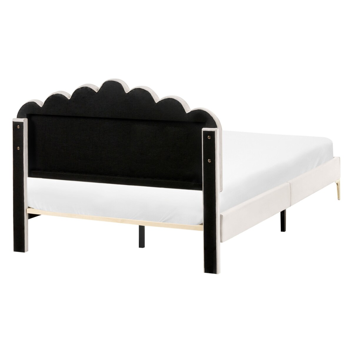 Łóżko Welur SAUVIAN 120 x 200 cm Złamana biel