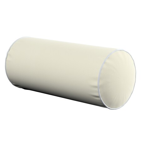 Poduszka wałek prosty z lamówką, śmietankowa biel, Ø16 x 40 cm, Velvet
