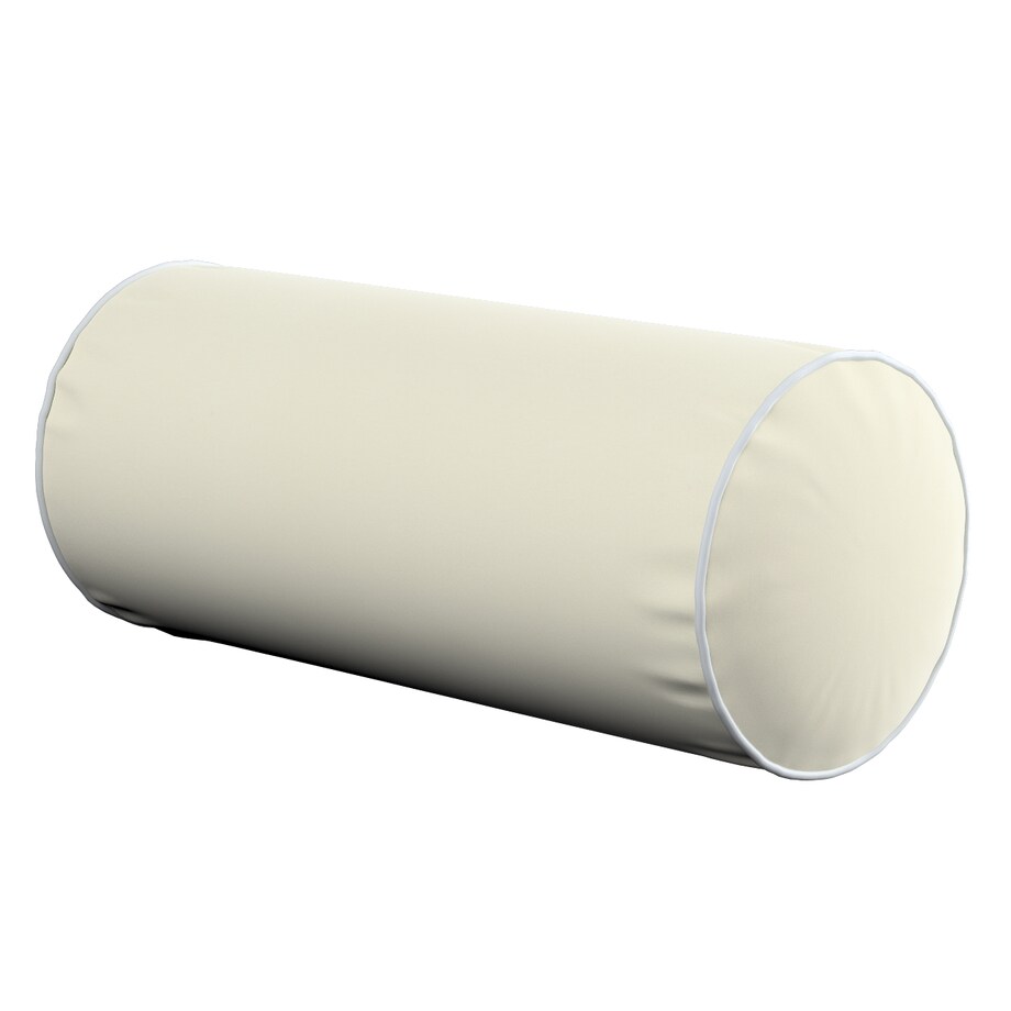 Poduszka wałek prosty z lamówką, śmietankowa biel, Ø16 x 40 cm, Velvet