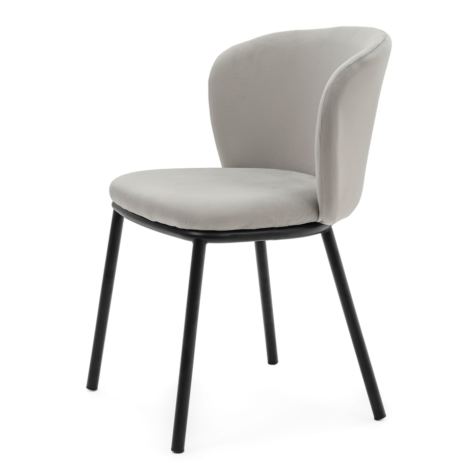 KRZESŁO TAPICEROWANE WELUROWE DO SALONU JADALNI GLAMOUR JASNOSZARE BARI