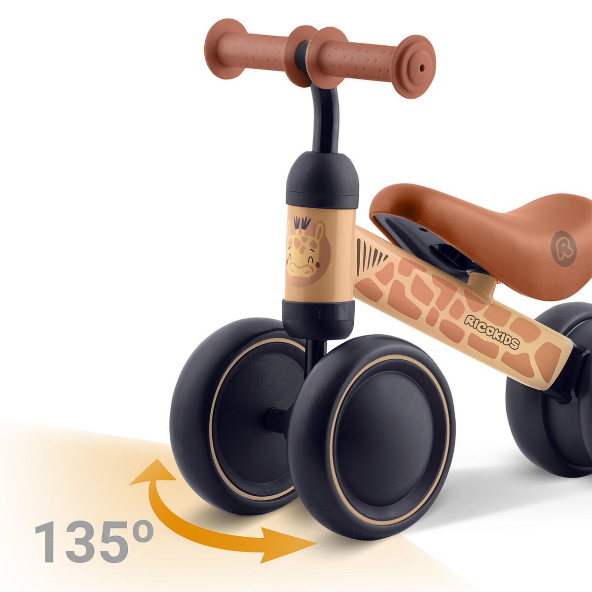 Rowerek biegowy Ricokids RK-606 trójkołowy jeździk dla dzieci lekki solidny Żyrafa brązowy