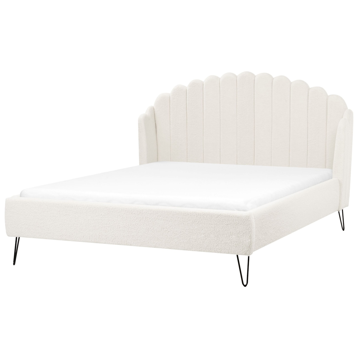 Łóżko Boucle AMBILLOU 160 x 200 cm Złamana biel