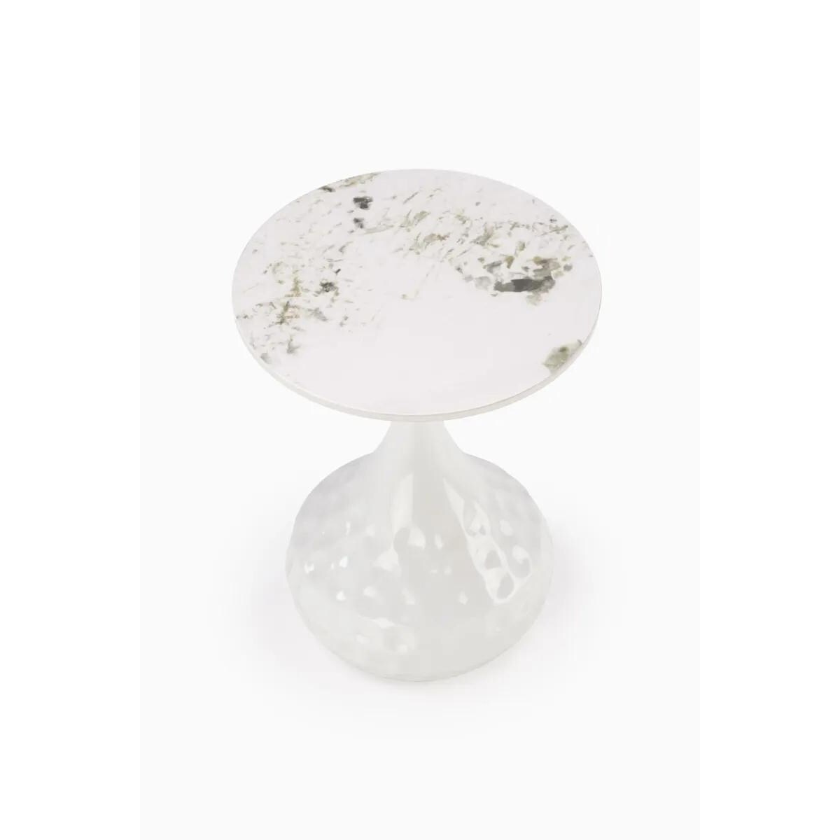 Stolik kawowy VERDE 40x40 biały marmur/biały