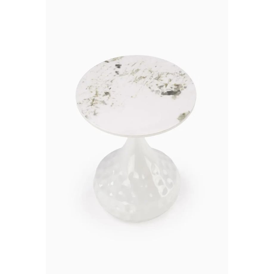 Stolik kawowy VERDE 40x40 biały marmur/biały