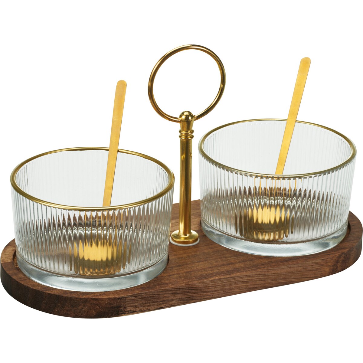 Komplet dipówek na drewnianej paterze Ø 9 cm