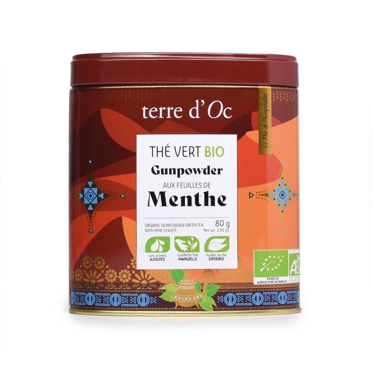Herbata zielona w puszce Gunpowder, 80 g, terre d'Oc