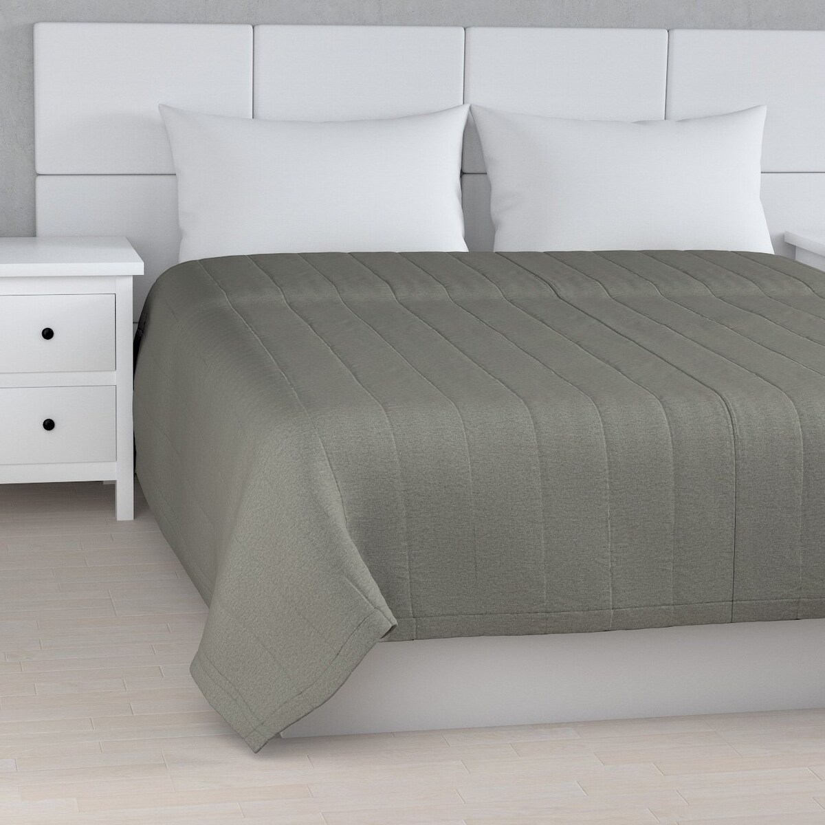 Narzuta pikowana w pasy 200x210 szary