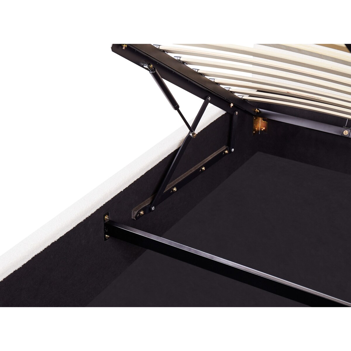 Łóżko z pojemnikiem Boucle VAUCLUSE 140 x 200 cm Złamana biel