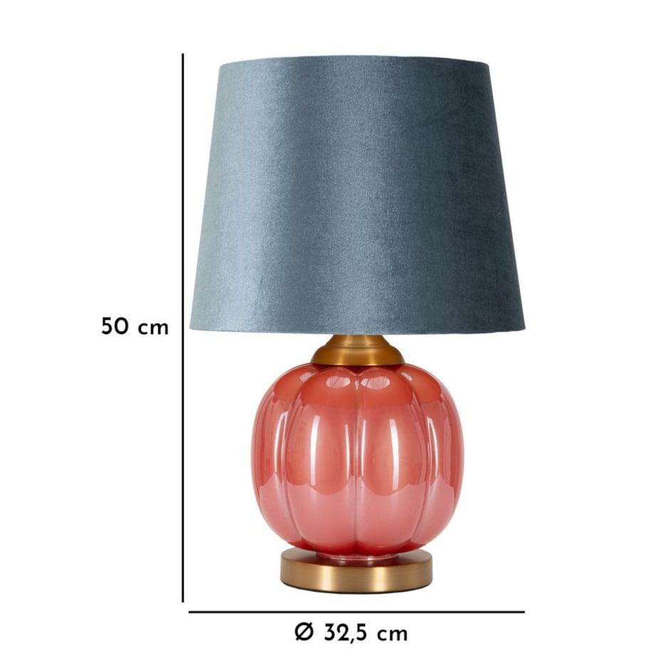 Lampa stołowa Helene Ball, kolor czerwony i niebieski, szkło, żelazo i tkanina, 32,5 x 32,5 x 50 cm, 1 x E27, do salonu i sypialni, Mauro Ferretti