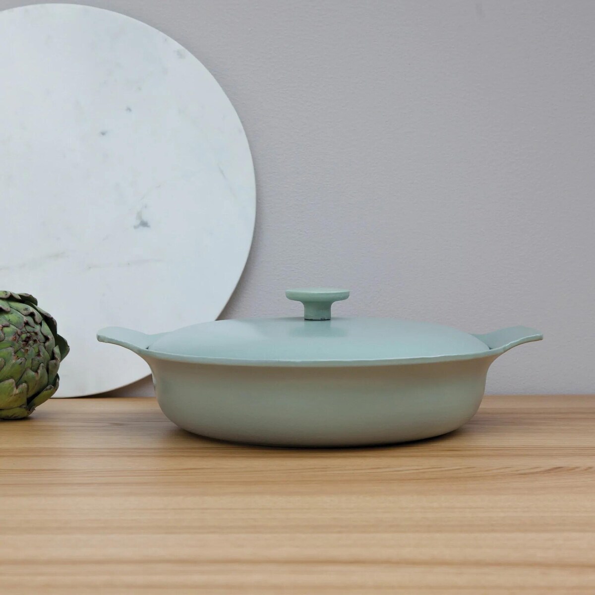 Patelnia żeliwna głęboka z pokrywą, zielona 28 cm, 3,3 L BergHOFF