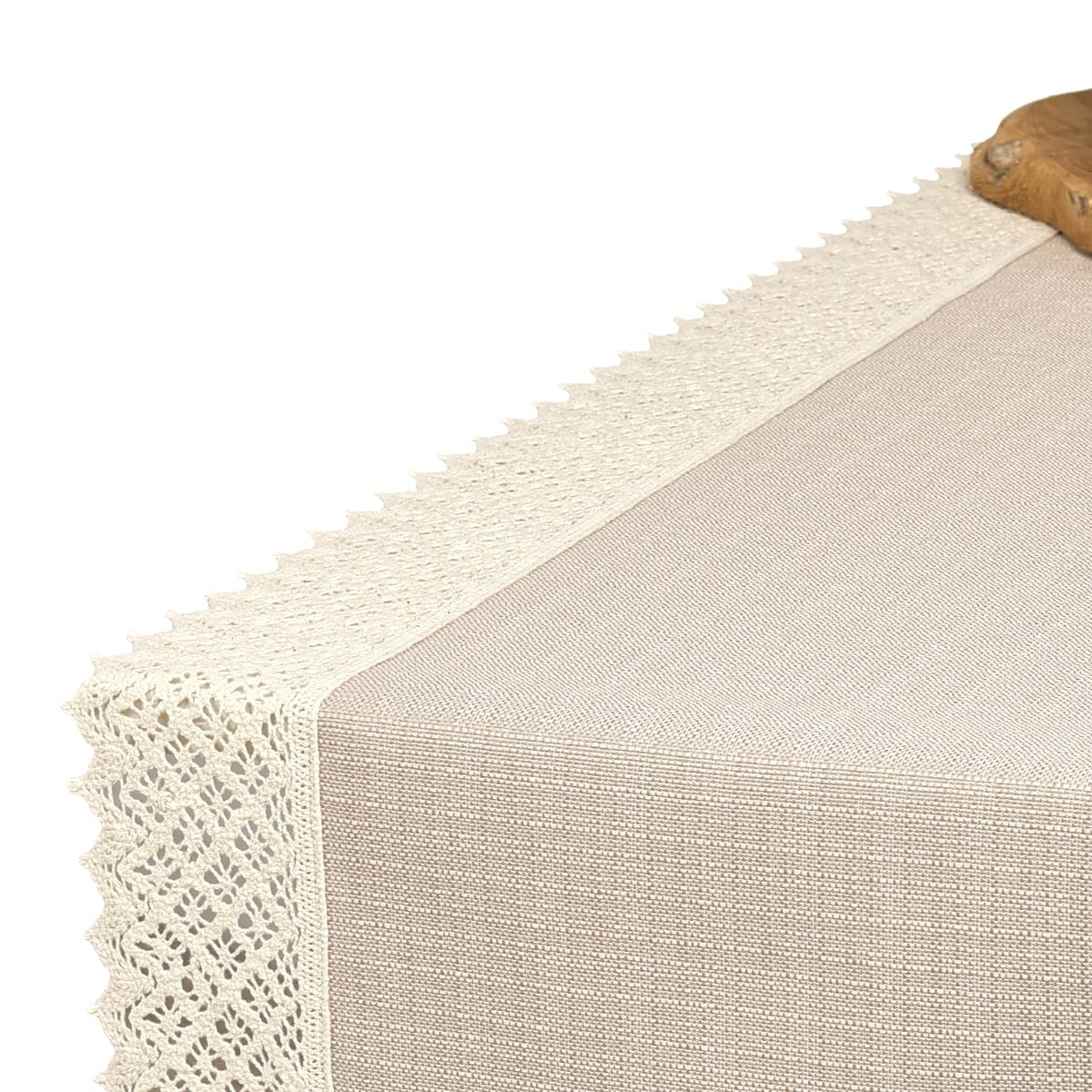 Bieżnik P130 cappucino z koronką K307 ecru - 40x120 cm - ecru