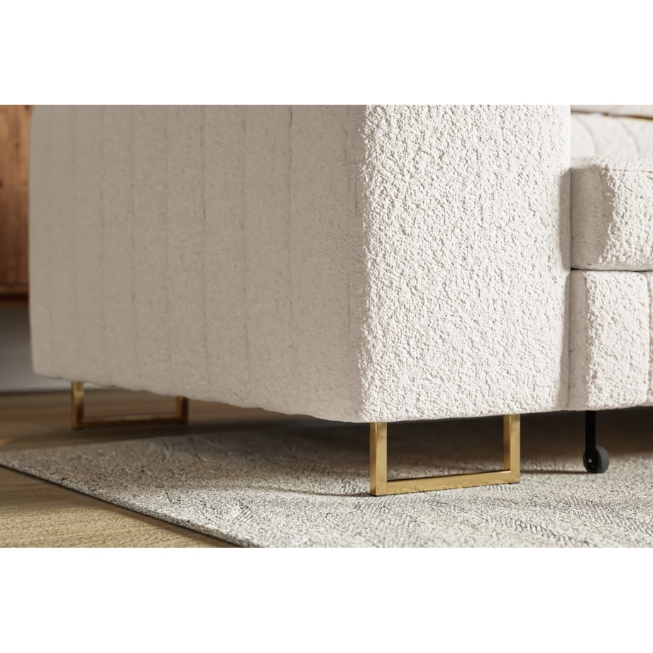 Narożnik NOLA do salonu, na złotych nogach-prawostronny-Catch Me 01-mleczny