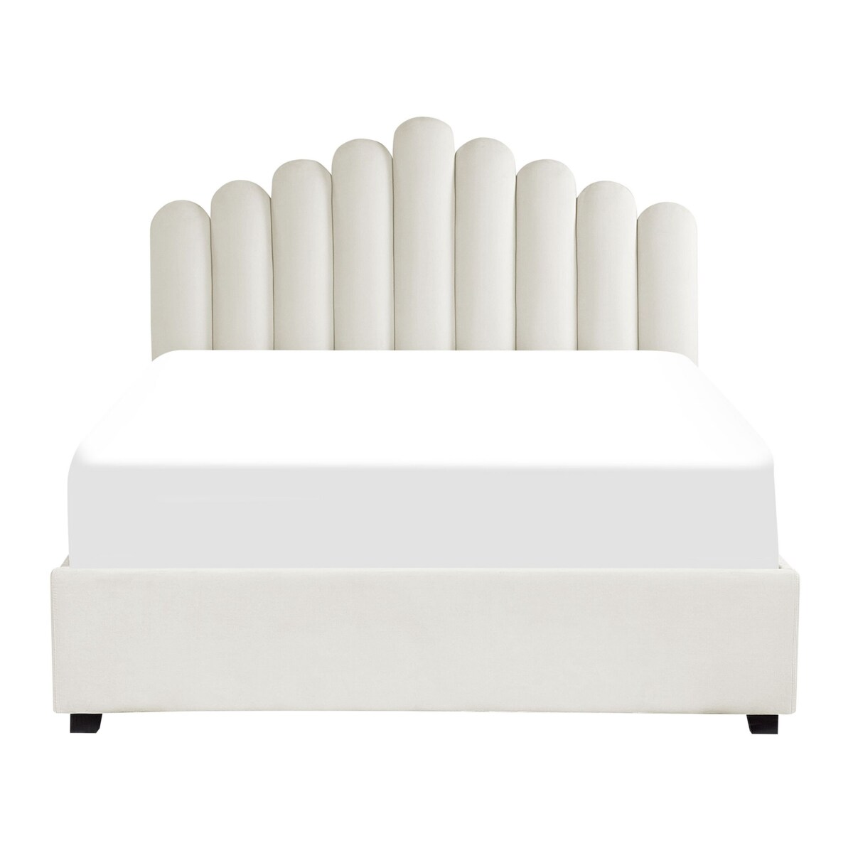 Łóżko z pojemnikiem welurowe 160 x 200 cm złamana biel VINCENNES