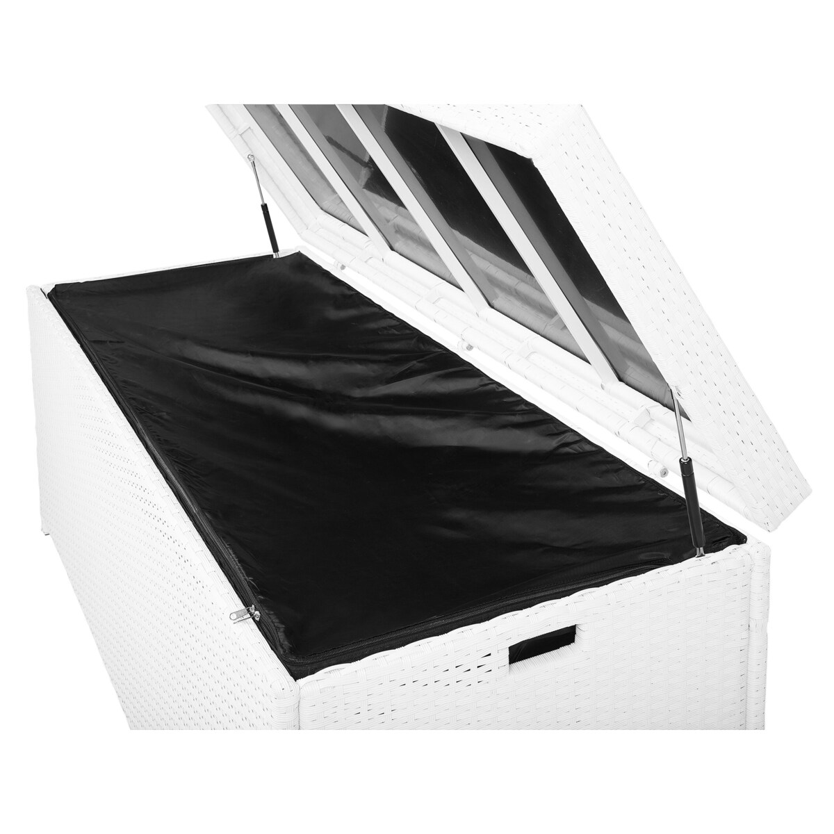 Skrzynia na poduchy z technorattanu biała 158 x 63 cm MODENA