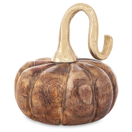 Dekoracja - dynia drewno mango 13x12x12 cm DIVIA płaska