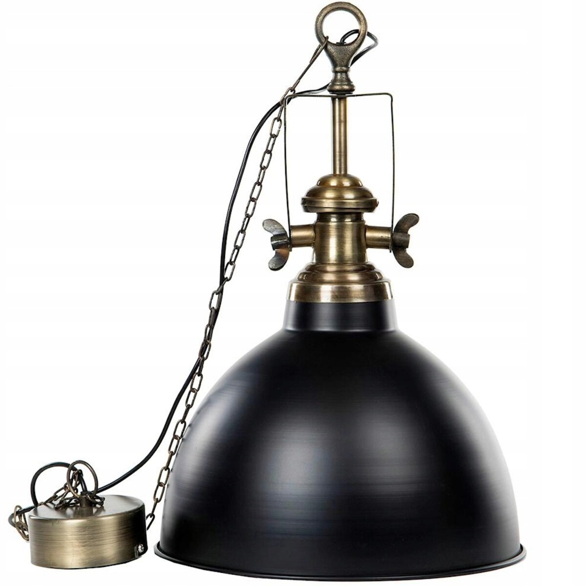 LAMPA SUFITOWA WISZĄCA NAD STÓŁ LOFT DUŻA METALOWA CZARNA MAT 60CM E27