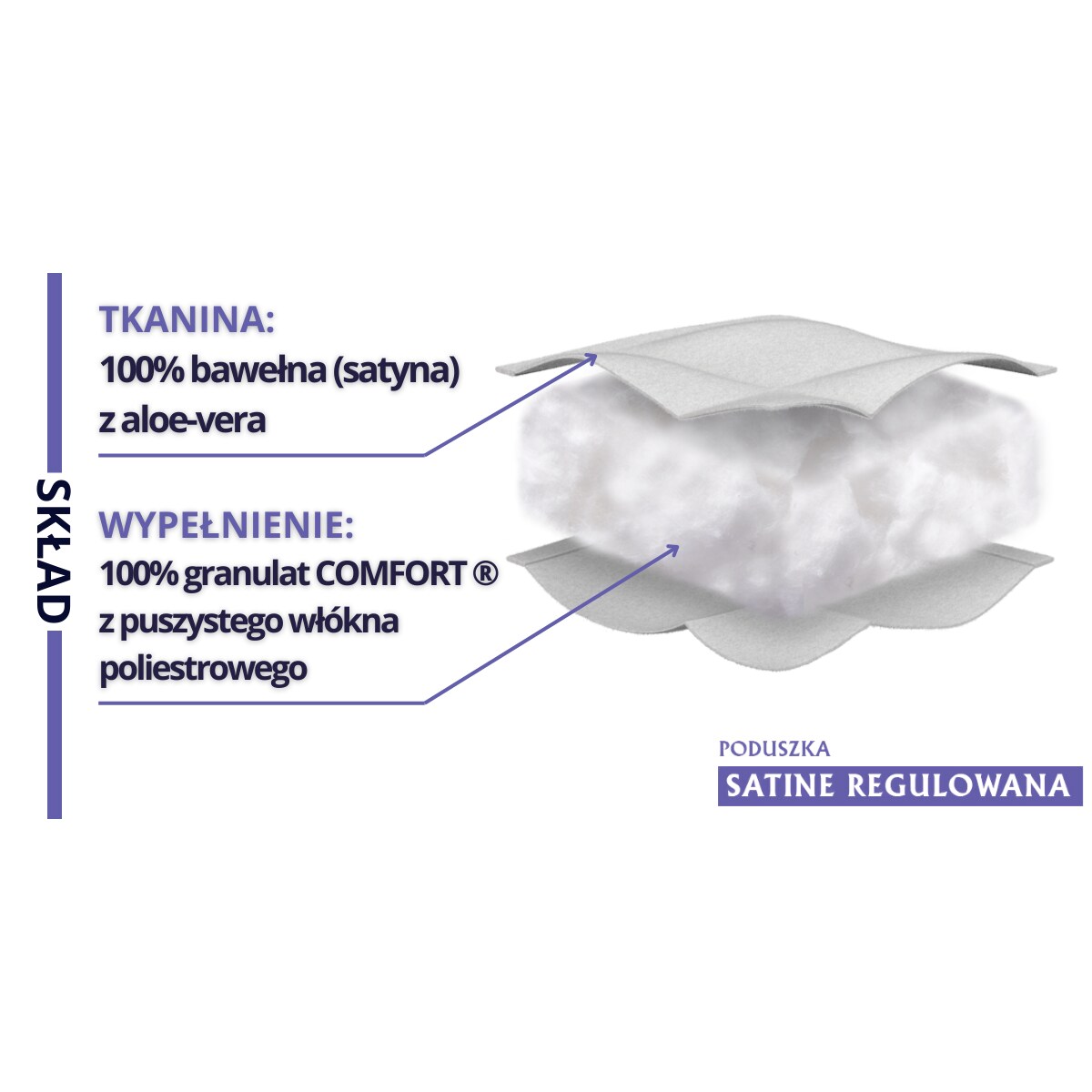 Poduszka regulowana SATINE 40x40cm | Senna Home