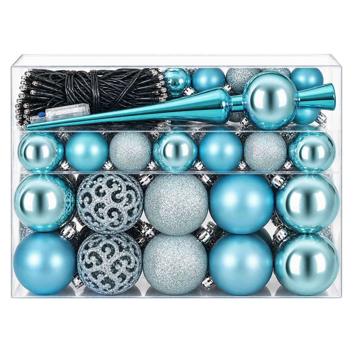 vidaXL Zestaw Bombek Choinkowych 61 szt. Turkusowy śr. 6 cm