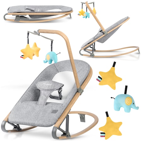 Leżaczek bujany z zabawkami składany bujaczek kołyska Nukido