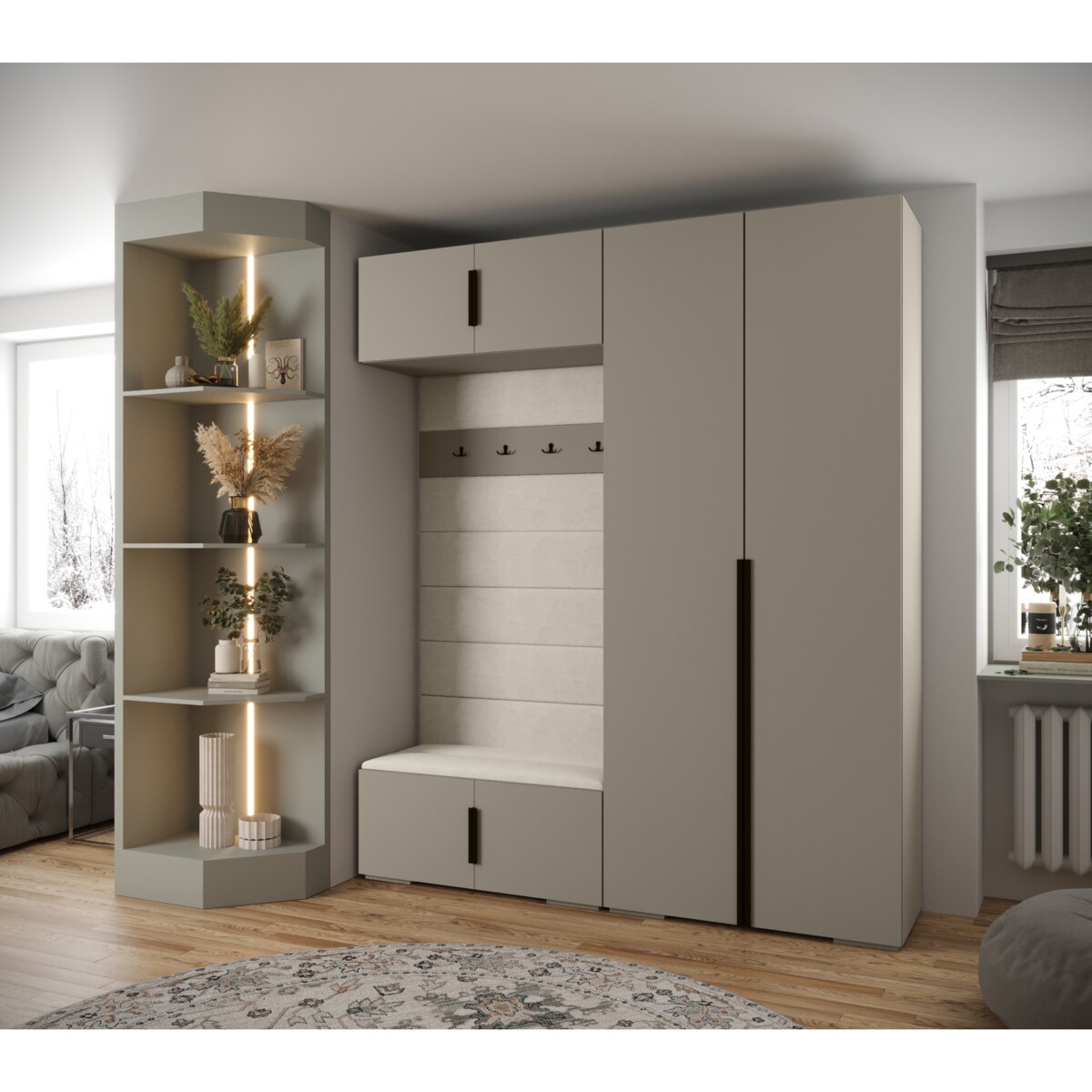 Garderoba do przedpokoju INOVA 1 Z18 kaszmir+czarny+manila02