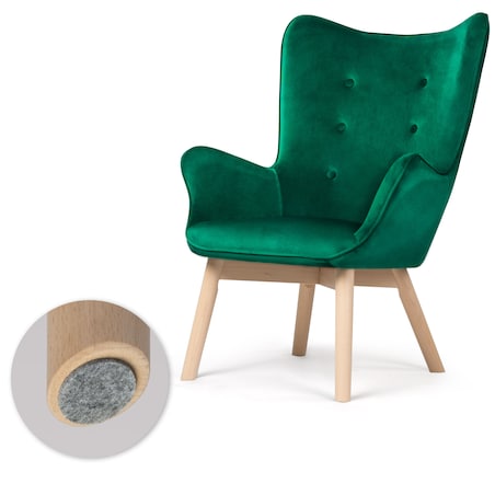 Fotel USZAK z podnóżkiem i poduszką Sofotel zielony