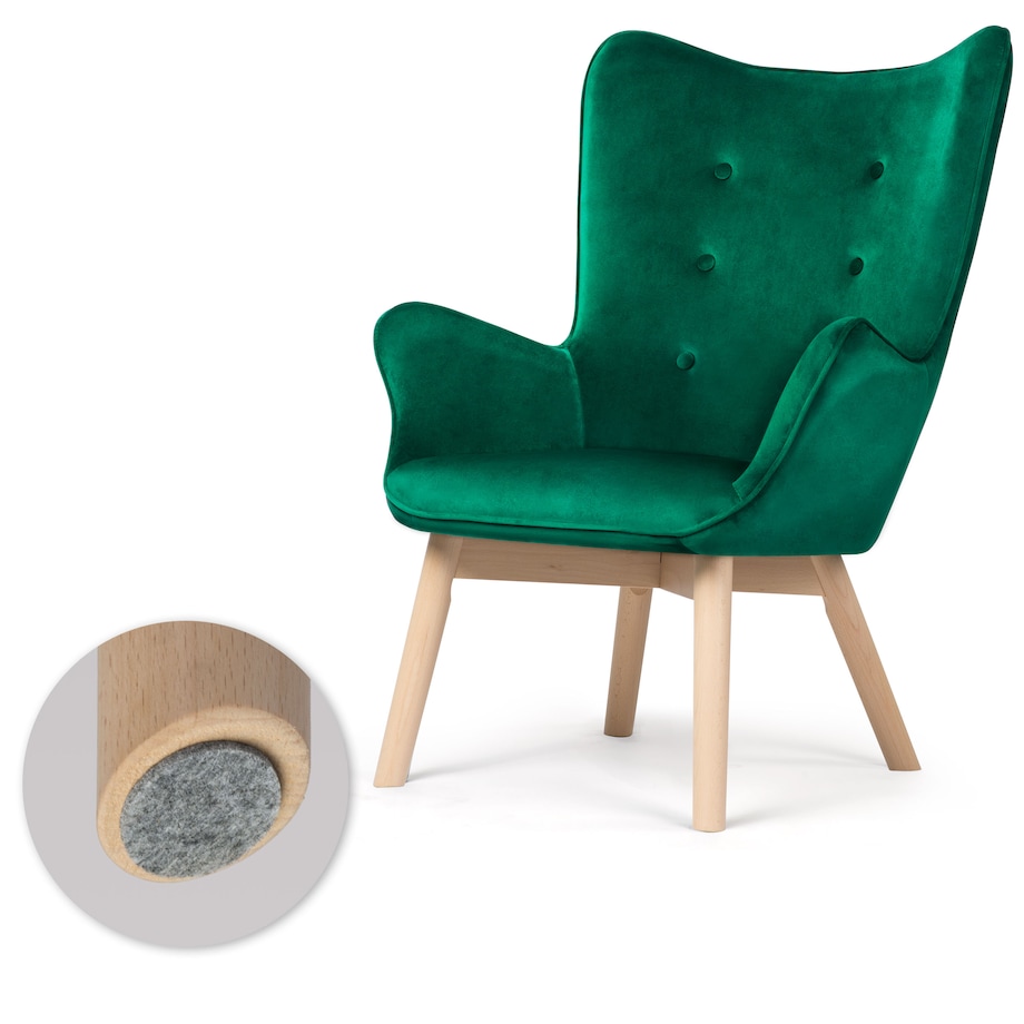 Fotel USZAK z podnóżkiem i poduszką Sofotel zielony