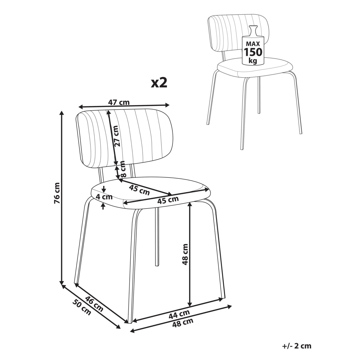 Zestaw 2 krzeseł do jadalni IRINS Szenil Jasnobeżowy
