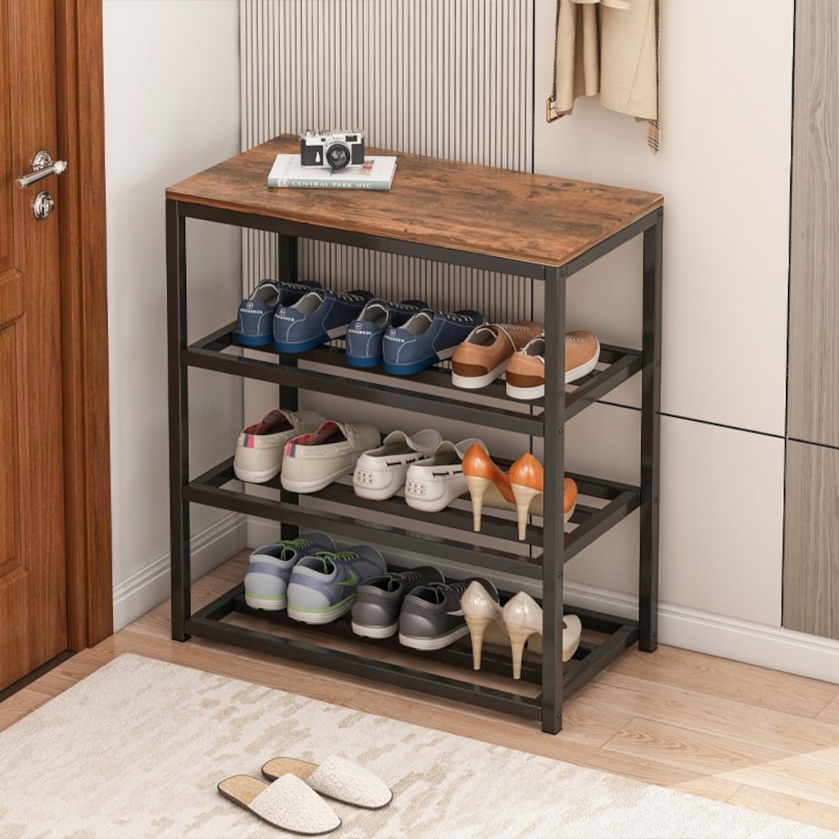 Szafka na buty obuwie półka czarna regał przedpokoju stojak industrialny