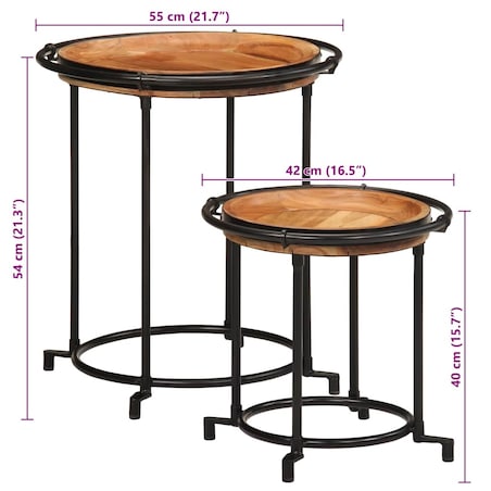 vidaXL 2-częściowy zestaw stolików bocznych z litego drewna akacjowego