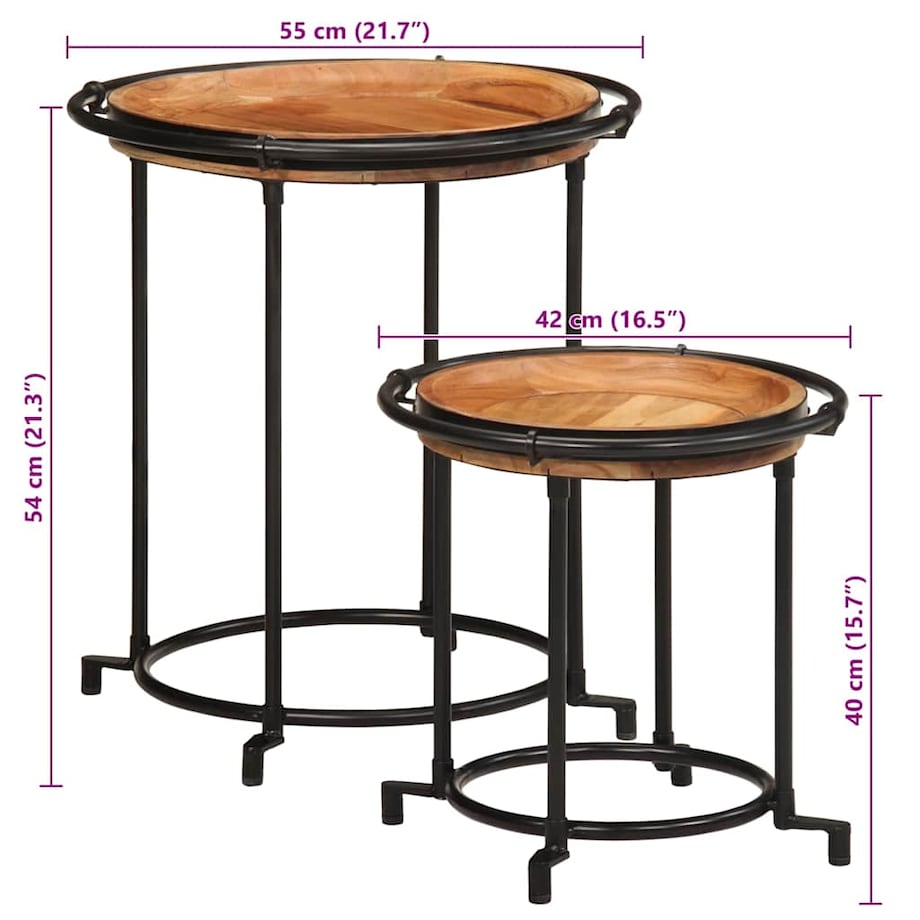 vidaXL 2-częściowy zestaw stolików bocznych z litego drewna akacjowego