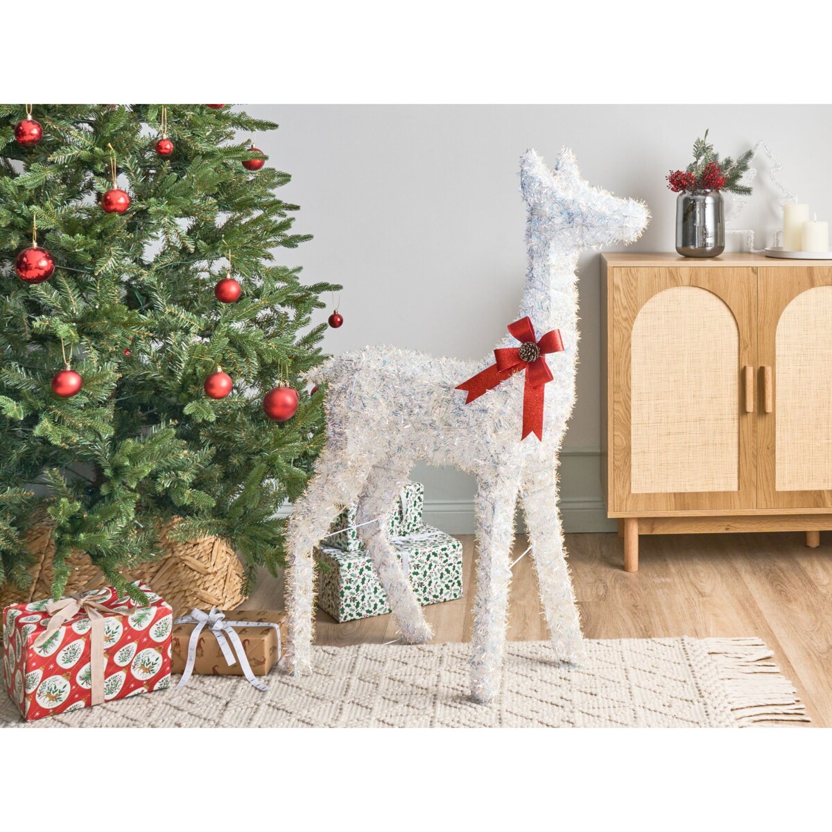 Dekoracja ogrodowa LED AURENNE Jelonek 110 cm Biały