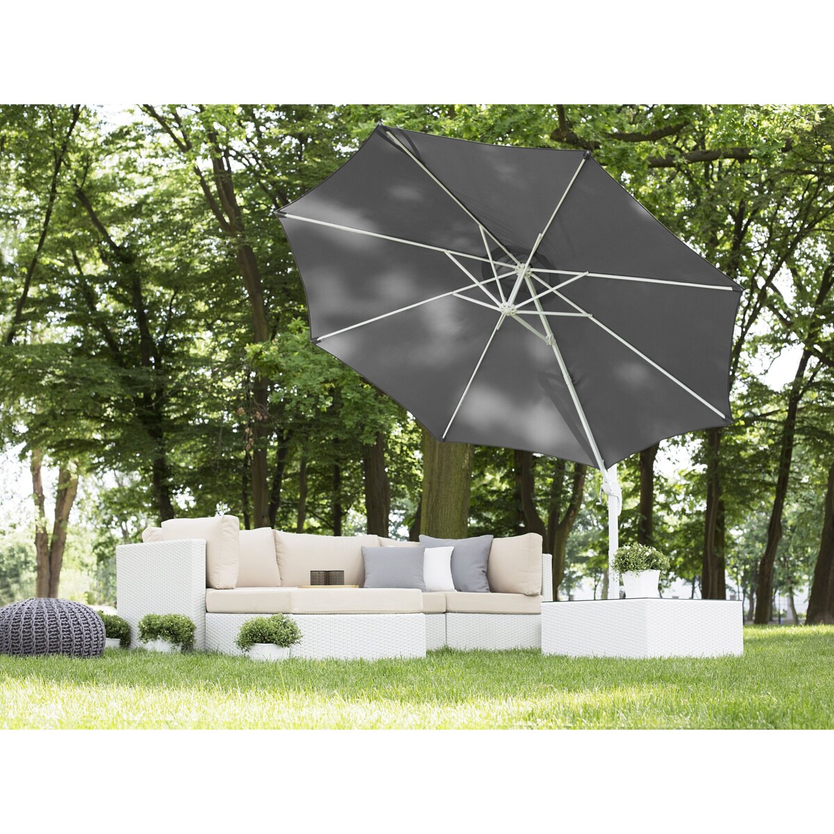 Parasol ogrodowy na wysięgniku 300 cm SAVONA Ciemnoszary Szary