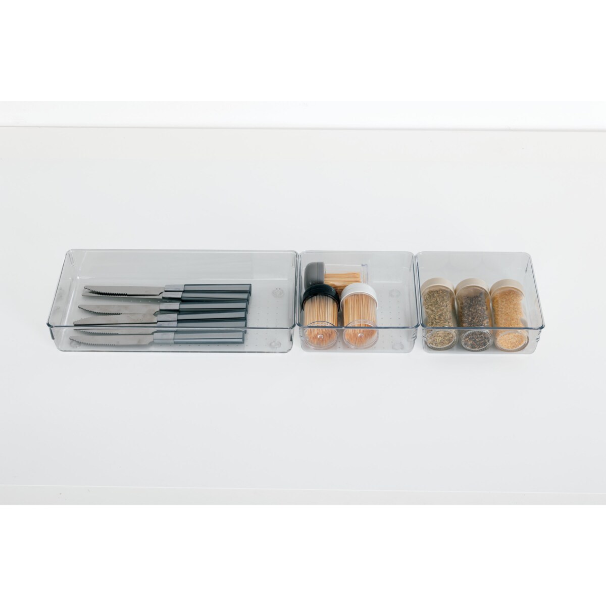 Zestaw organizerów do szuflady kuchennej PET, 3 sztuki
