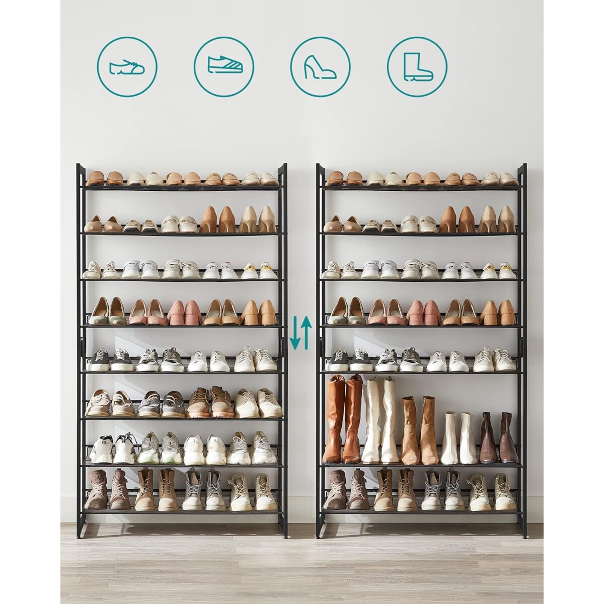 Regał Na Buty 92,5X30,7X163,5 Cm Czarny