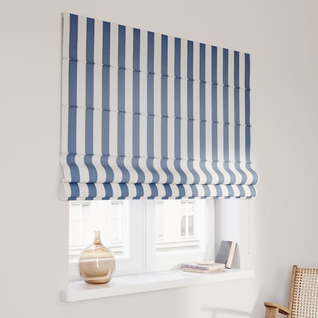 Roleta rzymska Capri, niebiesko-białe pionowe pasy (5,5cm), Quadro