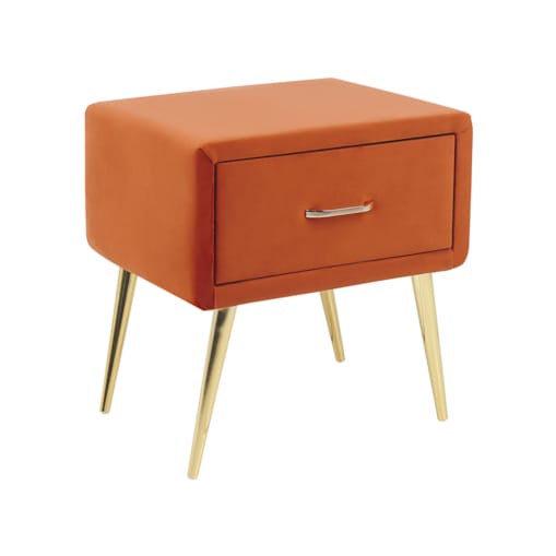 Szafka nocna welurowa pomarańczowa FLAYAT